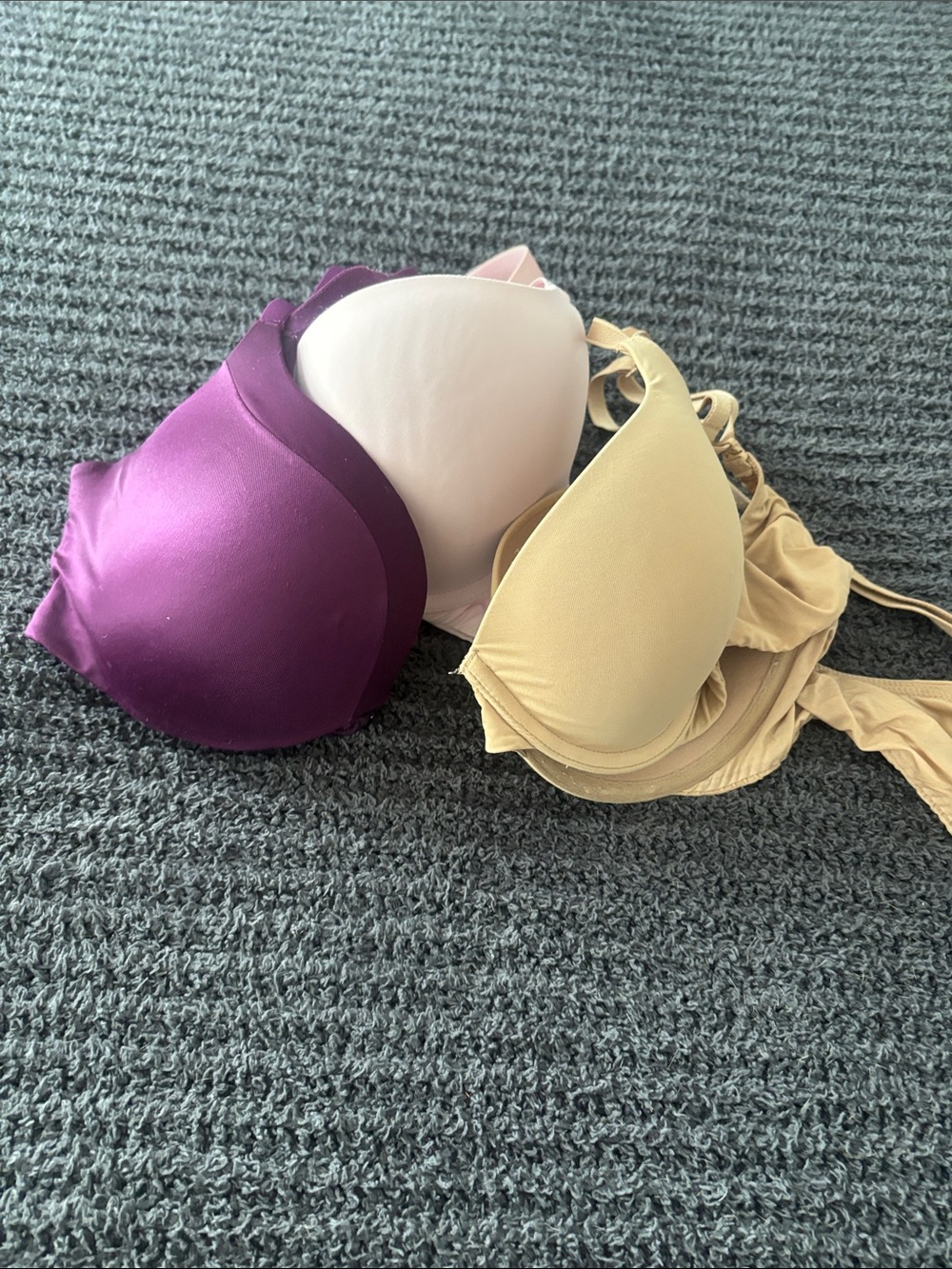 Women’s Victoria’s Secret Smooth T-Shirt Bra Set - Purple, Pink, Beige